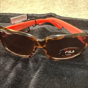 Fila Tortoise Shell Sunglasses with Orange Arms FAC5037  215